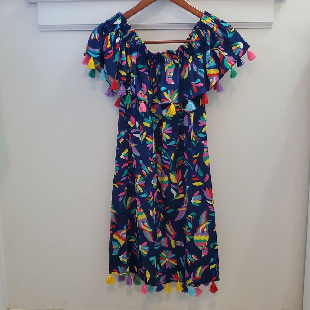 Escapada Living Off The Shoulder Parrot Tassel Dress Size XS